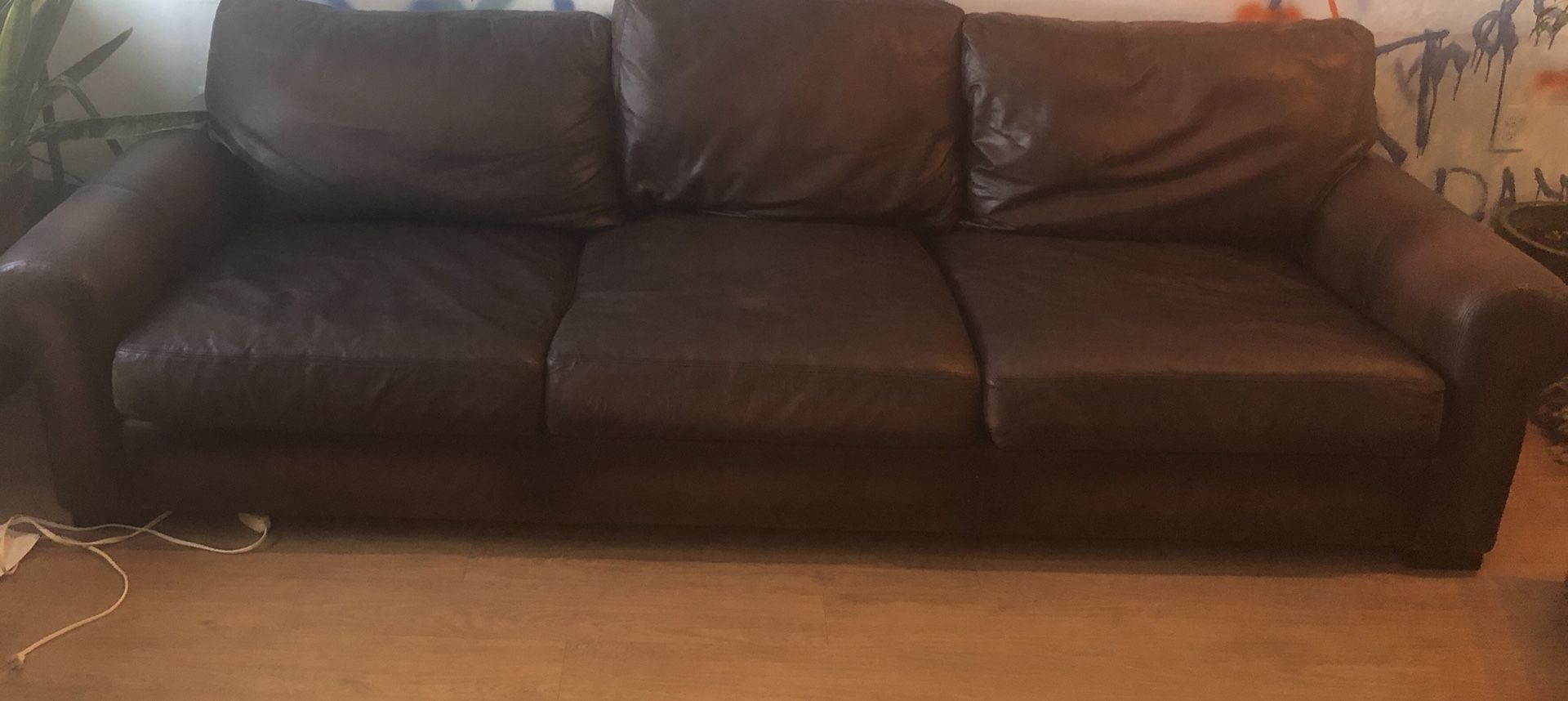 Pottery barn leather couch