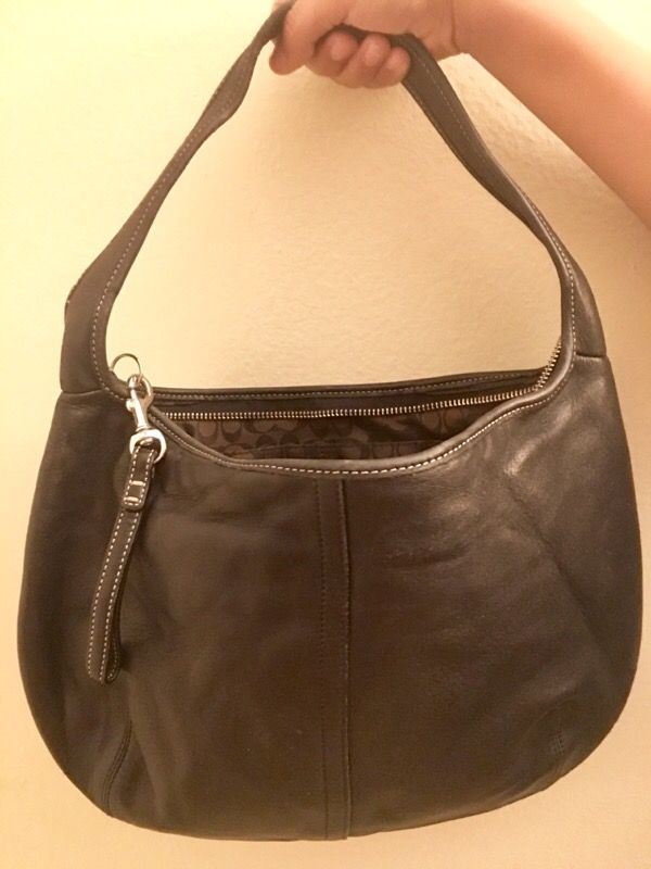 COACH EGO D3K 9219 BLACK LEATHER HOBO HANDBAG