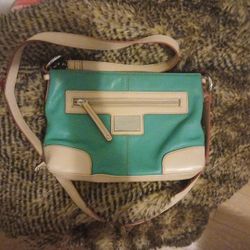 Tangello  Teal & Tan Learher NEW UNUSED BAG/ PURSE