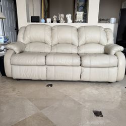 Two Leather Sofa's and a Recliner Set, Total of 3.