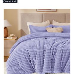 Brand New Lavender Fuzzy Twin Comforter Set, Super Soft & Cozy
