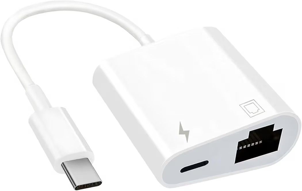 USB C to Ethernet Adapter, USB C to RJ45 Adapter
2 in 1 with Type C PD Charging Port Compatible with iPhone16/Android/MacBook Supports 100Mbps Etherne