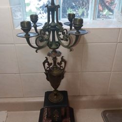 Vintage brass and marble candelabra. $100 OBO. 5 arms. 24" tall. 13 lbs. Pickup in Evergreen Park.