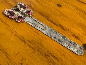 Enameled and Jeweled Vintage Butterfly Bookmark