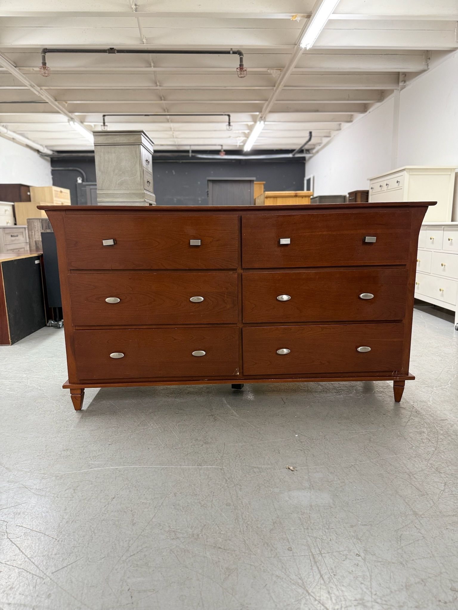 Cherry Wood Color 6 Drawer Dresser