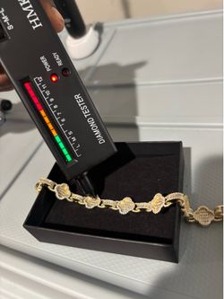 8 inch moissanite gold plated 925 silver bracelet