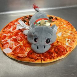Cutitos Pizzaitos Hippo Plush Gray Hippopotamus Italian Sash Plush Animal 8" EUC