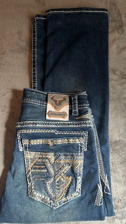 Men’s western blue straight fit jeans(SIZE 34x30)price negotiable ‼️‼️