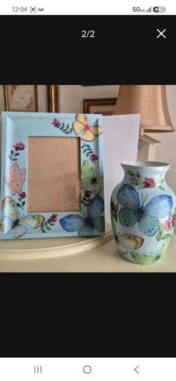 Butterfly Floral hand painted and decoupaged Picture Frame