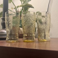 3 Piece Depression Glass Yellow No Chips Cracks Or Damages