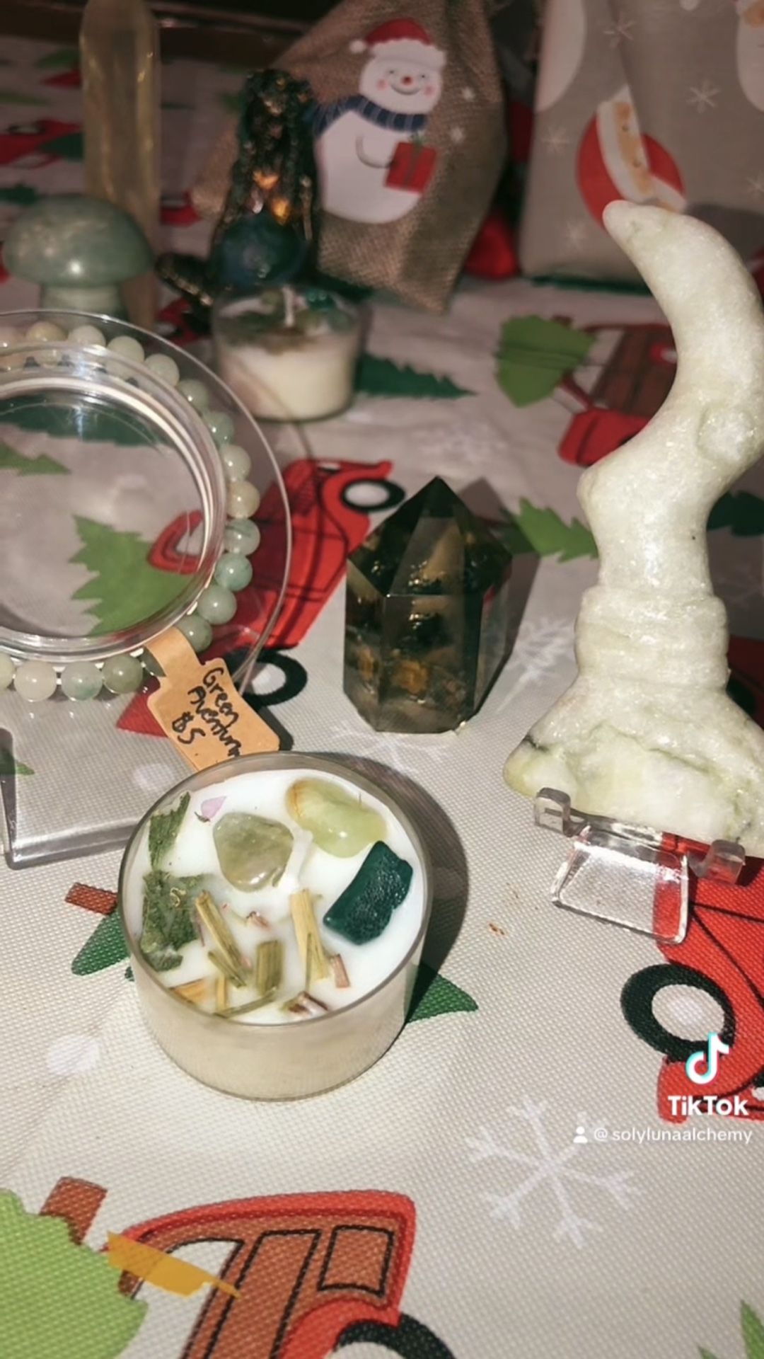Crystal Jade And Citrine Intention Candle Set For Good Luck