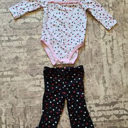2 Piece Jumping Beans 12M Long Sleeve Girl Confetti Bodysuit and Pants