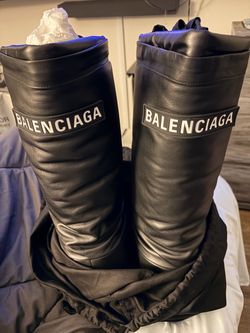 Balenciaga Black Leather Tall Alaska ski boots