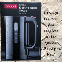 BISTRO Electric water kettle, 1.0 l, 34 oz Cordless New in box