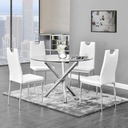 NEW💥White 5pcs Round Dinette Set 