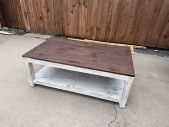 Rustic White And Wooden Coffee Table