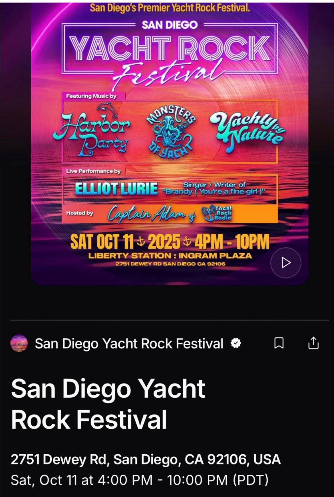 VIP San Diego Yacht Rock Festival Liberty Station 10/11