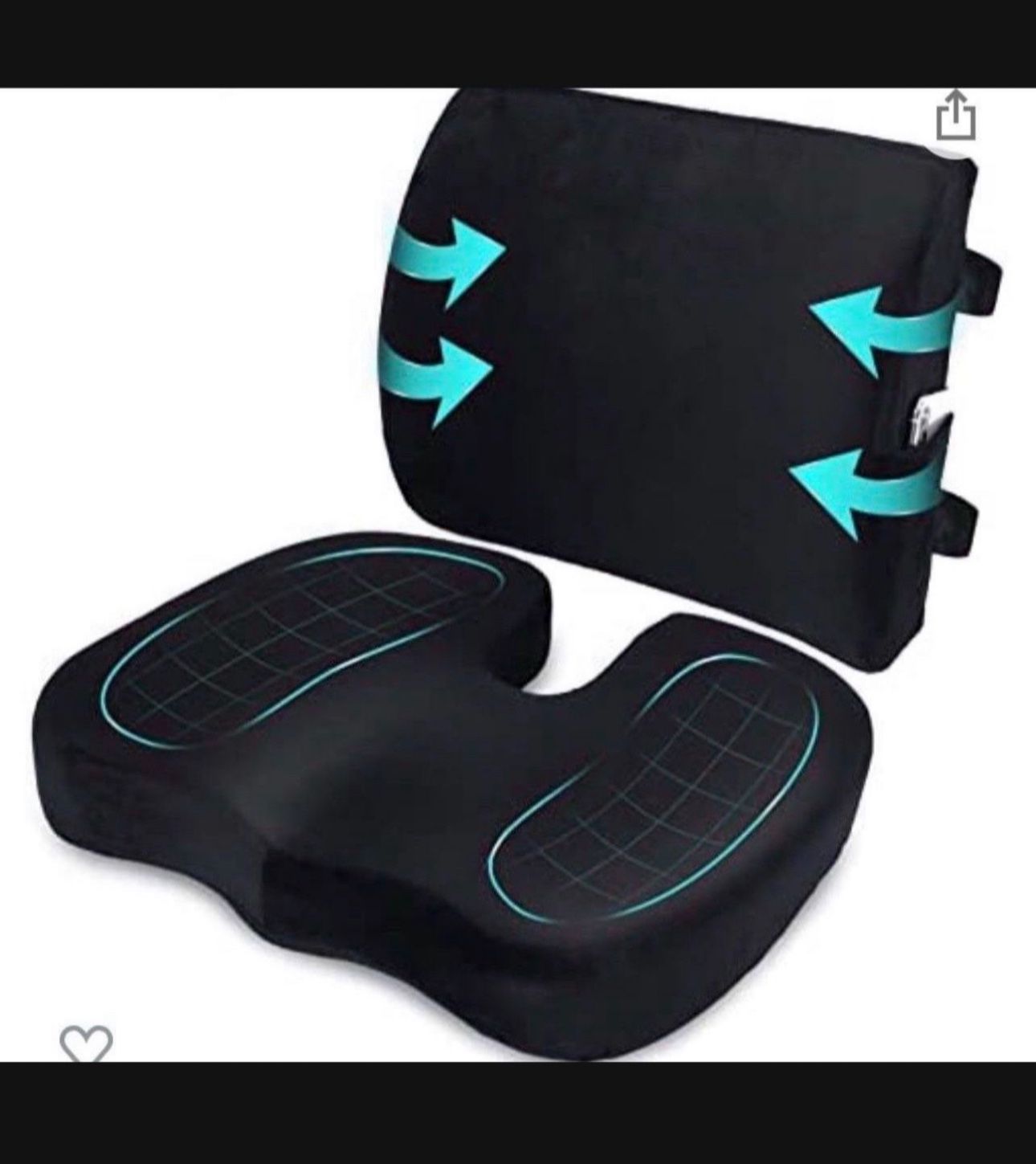 Orthopedic Seat Cushion and Lumbar Support Pillow for Office Chair Memory Foam Car Seat Cushion with Washable Cover Ergonomic Desk Chair Cushion for T