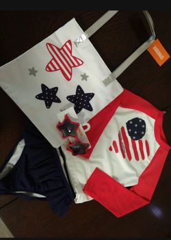 4th of July Girl Swimsuit Set 4T