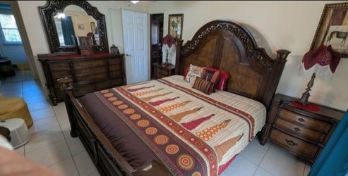 Bedroom set with dresser, mirror and nightstand