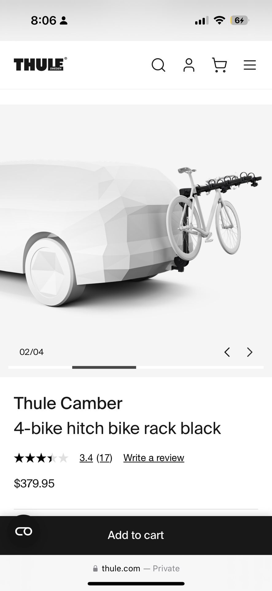 Thule Camber 4 Bike Hitch Rack