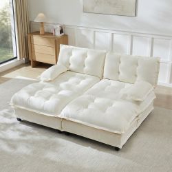 eBay Chelsea 77" Modern Chenille 2-Seater Modular Sofa with 2 Ottomans