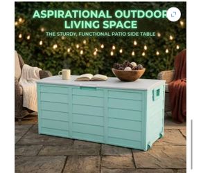 75 Gallon Outdoor Storage Deck Box, Weatherproof Resin Garden Storage Bin with Wheels and Handles, Lockable Toy Chest & Patio Cushion Box for Yard and
