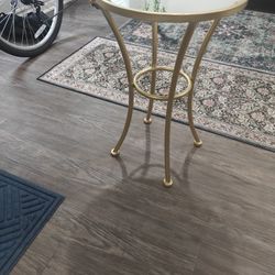 Gold End Table With Mirror Face 