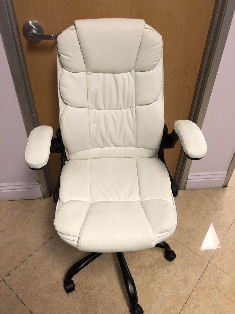 White Faux Leather Office Chair
