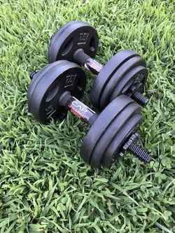 60lbs cast iron dumbbell set with BRAND NEW handles