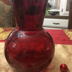 Large Ruby Red Flower Vase