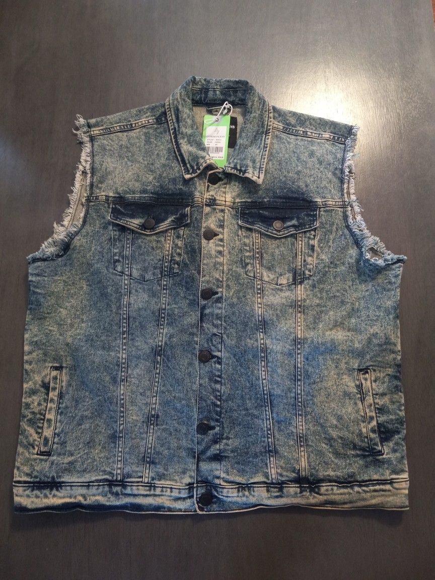 LV Premium Jeans Vest Acid Wash Mens Size 3XL NWT