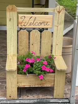 Wooden bench planter