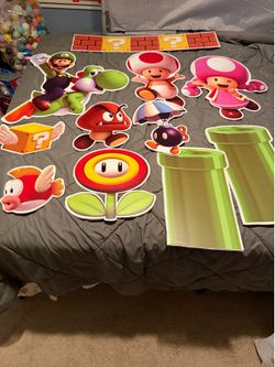 Large super mario bros cutout made with white Corrugated Plastic  for Birthday Decorations