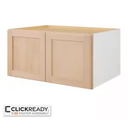 Hampton Bay 33 in. W x 24 in. D x 18 in. H Ready to Assemble Wall Bridge Kitchen Cabinet in Unfinished with CLICKREADY Technology