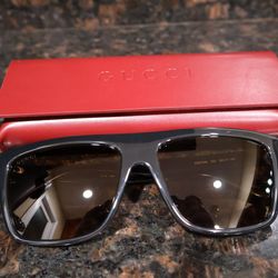 Gucci Square Black Plastic Sunglasses Brown Tinted AUTHENTIC