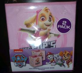 Nickelodeon PAW PATROL SKYE Collapsible Toy/Storage Bins (Pink, 9x9x9 in.) NEW (2 sets of 2)