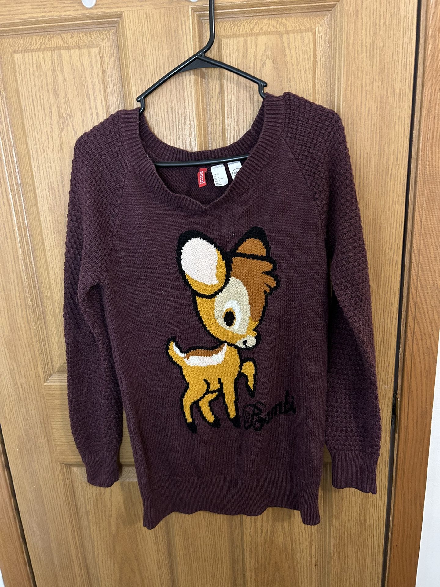 H&M Burgundy Bambi Oversized Sweater Size 6