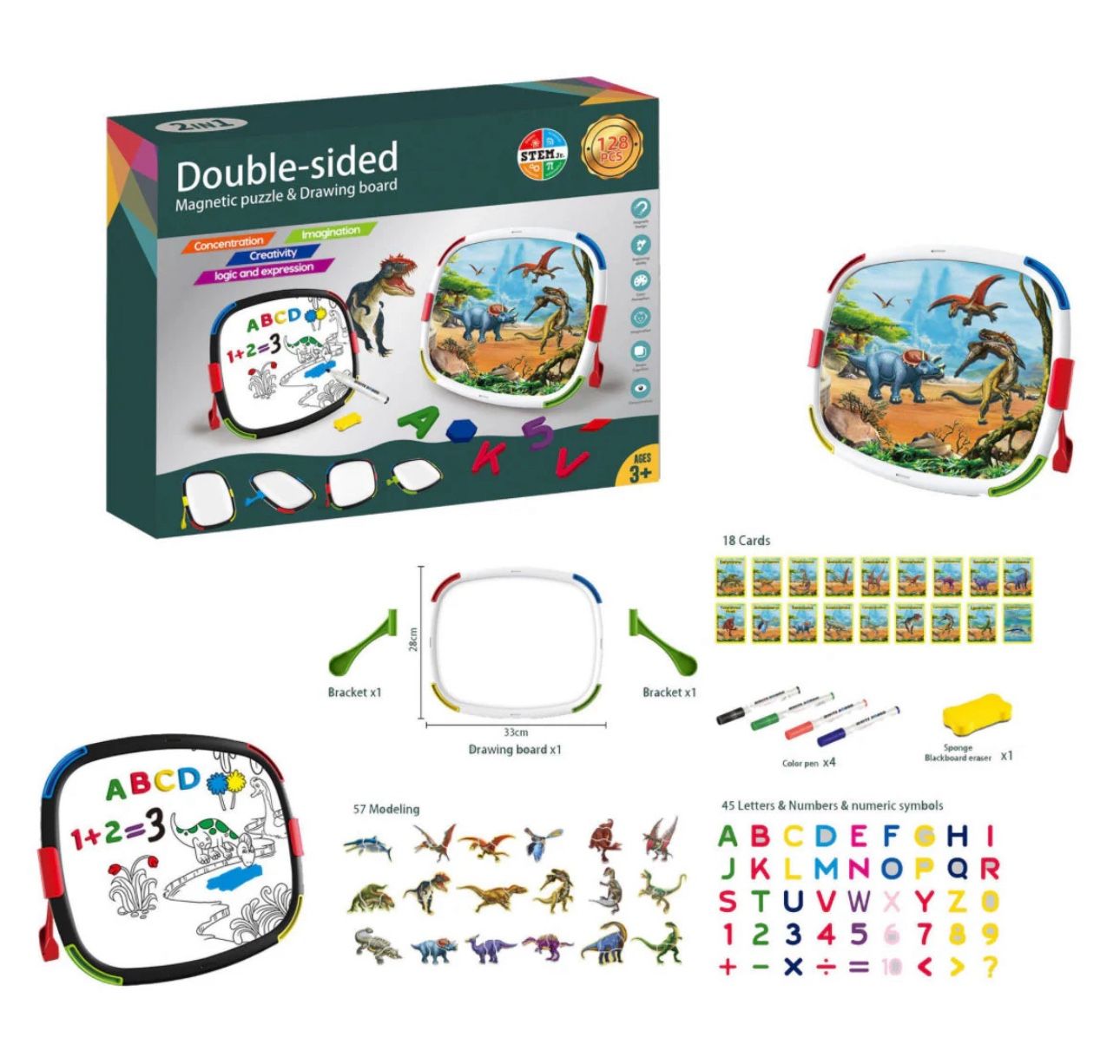 BeeBeeRun 2 in 1 Double Sided Magnetic Puzzle Drawing Board 