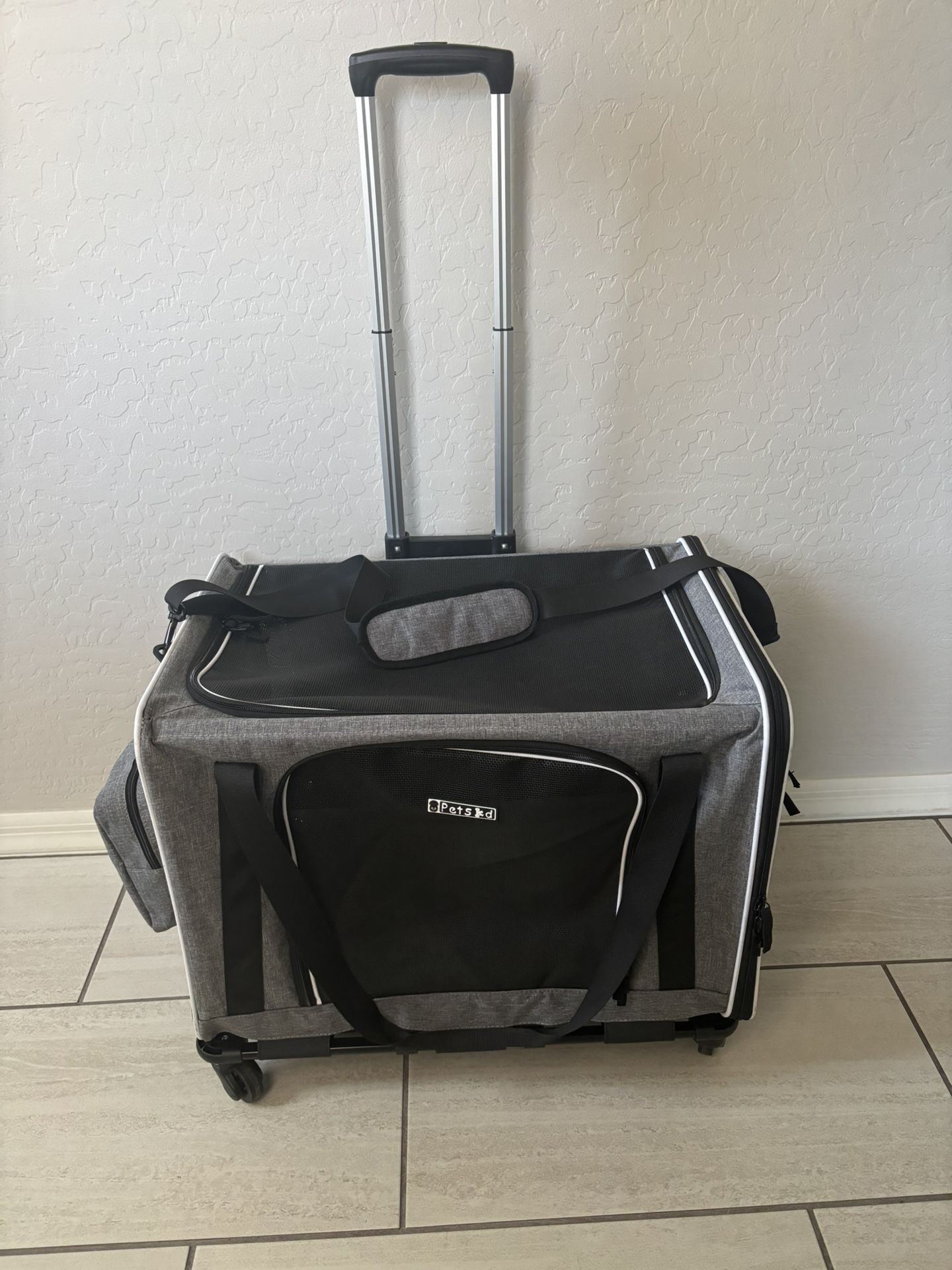 Extra Large Cat Carrier with Wheels and Litter Box, 24"x17"x17" great for travel