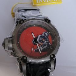 Invicta Men's 11152 Russian Diver Leather Twin Red Artist Series Dial Black Polyurethane Watch