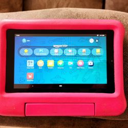 Fire 7 Kids tablet, 7" Display, ages 3-7, 16 GB, (2019 release), Pink Kid-Proof Case