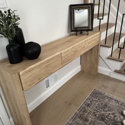 OKD 63'' Console Table with 3 Drawers, Farmhouse Entryway Table with Rounded Corners, 