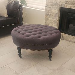 Round grey charcoal ottoman coffe table