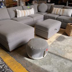 Grey Sofa Sectional With Storage Ottoman 