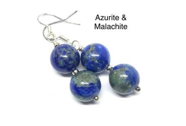 Azurite & Malachite Genuine Stone Handmade Earrings