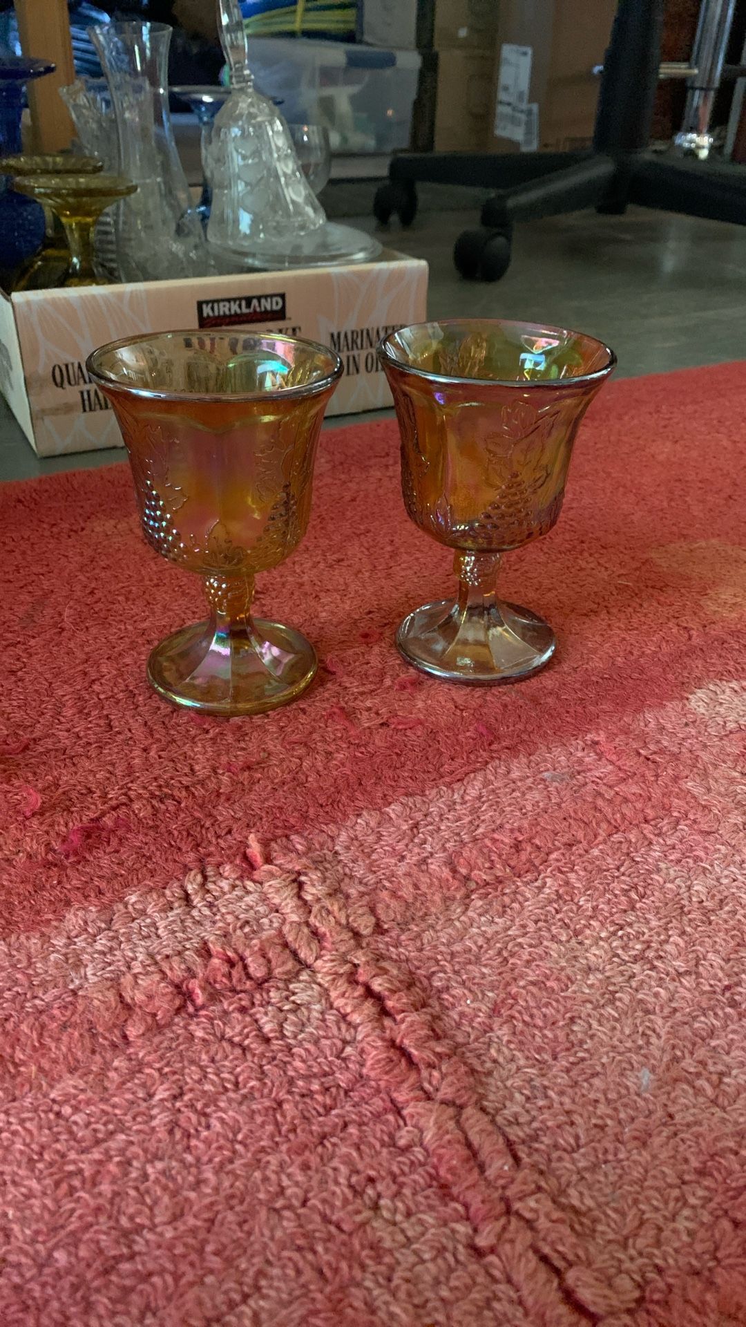 2 Vintage Carnival Glass Cups