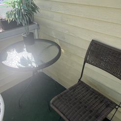 Metal Brown Wicker Patio Set - USED/LIKE NEW