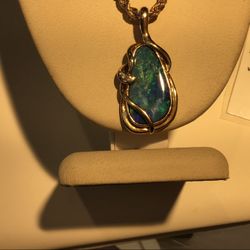 Blue Opal Rope Necklace 14kt