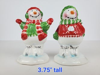 Happy Ice Skating Snowman Salt and Pepper Shakers made by Lady Jayne Ltd.